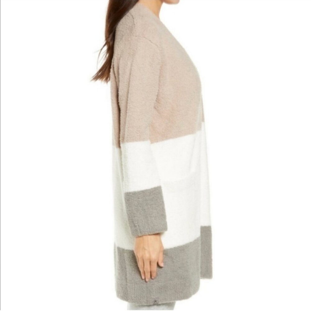 Barefoot Dreams CozyChic Long Weekend Mid-Length Colorblock Pocket Cardigan Sz M - Picture 4 of 13